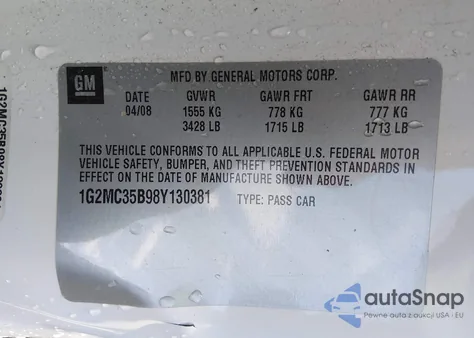 2008 Pontiac Solstice from USA, damaged, VIN 1G2MC35B98Y130381